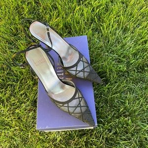 Stuart Weizmann Byzantine Black Satin Formal Shoes